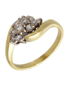 Pre-Owned 18ct Yellow Gold Diamond Cluster Twist Ring