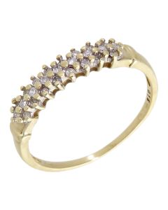 Pre-Owned 9ct Yellow Gold 0.15ct Diamond 3 Row Dress Ring
