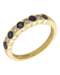 Pre-Owned 18ct Gold Sapphire & Diamond Half Eternity Ring