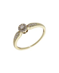 Pre-Owned 9ct Yellow Gold Diamond Halo Cluster Ring