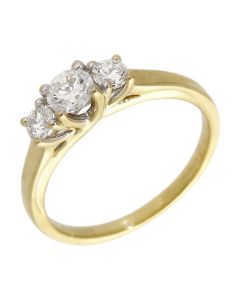 Pre-Owned 18ct Yellow Gold 0.59ct Diamond Trilogy Ring