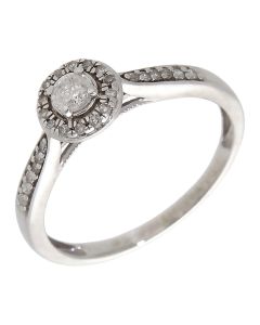 Pre-Owned 9ct White Gold 0.25ct Diamond Halo Ring