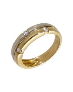 Pre-Owned 18ct Yellow & White Gold Diamond Set 2 Row Band Ring