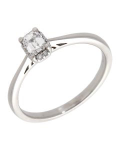 Pre-Owned 18ct White Gold Emerald Cut Diamond Solitaire Ring