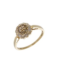 Pre-Owned 9ct Yellow Gold Illusion Set Diamond Cluster Ring