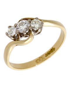 Pre-Owned 18ct Yellow Gold 0.50ct Diamond Trilogy Twist Ring