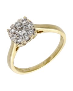 Pre-Owned 9ct Yellow Gold 0.50ct Diamond Cluster Ring