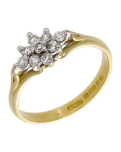 Pre-Owned 18ct Yellow Gold 0.18ct Diamond Cluster Ring