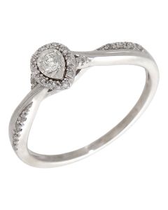 Pre-Owned 9ct White Gold 0.15ct Diamond Pear Cluster Ring