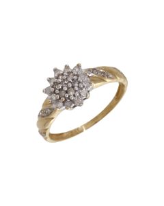 Pre-Owned 9ct Yellow Gold 0.25ct Diamond Cluster Ring