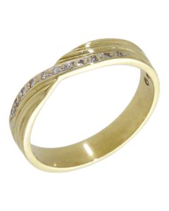Pre-Owned 18ct Yellow Gold Diamond Set Crossover Wave Ring