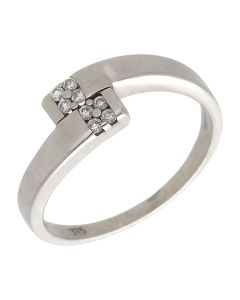 Pre-Owned 9ct White Gold Diamond Set Crossover Band Ring