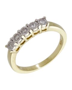 Pre-Owned 9ct Yellow Gold 0.15ct Diamond 5 Stone Eternity Ring