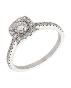 Pre-Owned 9ct White Gold 0.75ct Diamond Halo Ring