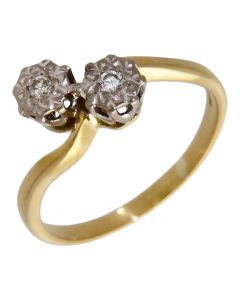 Pre-Owned 18ct Yellow Gold Diamond 2 Stone Twist Ring