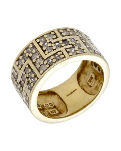 Pre-Owned 9ct Yellow Gold 1.00ct Diamond Set Greek Key Band Ring