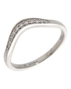 Pre-Owned 9ct White Gold 0.10ct Diamond Set Wave Wishbone Ring