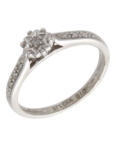 Pre-Owned 9ct White Gold 0.10ct Diamond Cluster Ring