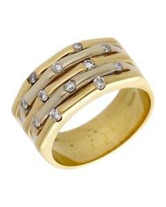 Pre-Owned 18ct Yellow & White Gold Diamond Set Multi Row Ring