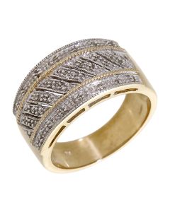Pre-Owned 9ct Yellow Gold Diamond Set Fancy Band Dress Ring