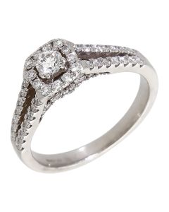 Pre-Owned 18ct White Gold 0.70ct Diamond Halo Cluster Ring