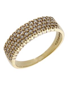 Pre-Owned 9ct Yellow Gold 0.25ct Diamond 4 Row Dress Ring