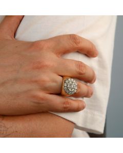Pre-Owned 14ct Yellow Gold 2.50ct Diamond Cluster Signet Ring