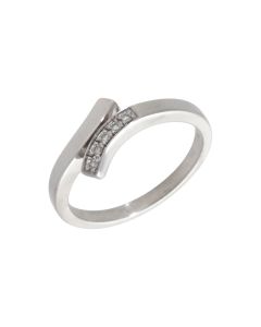 Pre-Owned 9ct White Gold Diamond Set Crossover Wave Ring