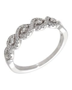 Pre-Owned 14ct White Gold 0.35ct Diamond Wave Dress Ring