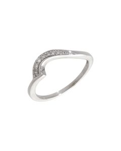 Pre-Owned 9ct White Gold Diamond Set Wave Shaped Dress Ring