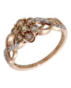 Pre-Owned 9ct Rose Gold 0.50ct Champagne Diamond Cluster Ring