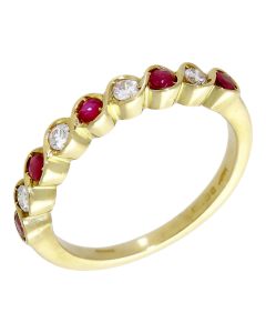 Pre-Owned 18ct Gold Ruby & Diamond Half Eternity Ring