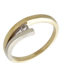 Pre-Owned 9ct Yellow & White Gold Diamond Set Crossover Ring