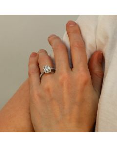 Pre-Owned Platinum 1.00ct GIA Emerald Cut Diamond Halo Ring