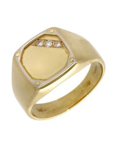 Pre-Owned 18ct Yellow & White Gold Diamond Set Signet Ring