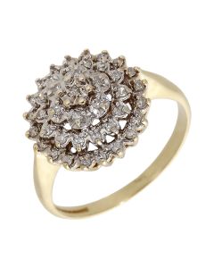Pre-Owned 9ct Yellow Gold Diamond Cluster Ring