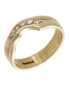 Pre-Owned 9ct Yellow Gold Diamond Set Shaped Band Ring