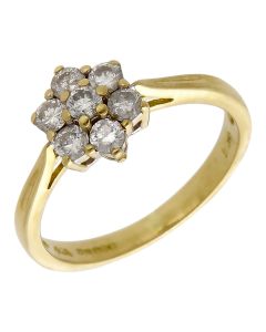 Pre-Owned 18ct Yellow Gold 0.50ct Diamond Cluster Ring