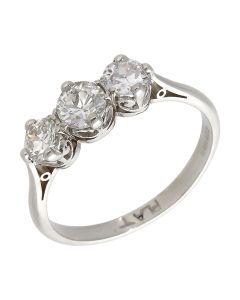 Pre-Owned Platinum 0.86ct Diamond Trilogy Ring