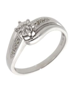 Pre-Owned 9ct White Gold Illusion Set Diamond Twist Ring