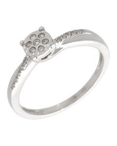 Pre-Owned 9ct White Gold 0.10ct Diamond Cluster Ring