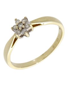 Pre-Owned 9ct Yellow Gold 0.10ct Diamond Cluster Ring