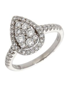 Pre-Owned 9ct White Gold 0.44ct Diamond Pear Cluster Ring