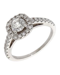 Pre-Owned 18ct White Gold 0.95ct Diamond Halo Ring