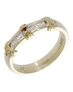 Pre-Owned 9ct White & Yellow Gold 0.15ct Diamond Set Band Ring