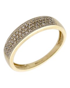 Pre-Owned 9ct Yellow Gold 0.20ct Diamond Multi Row Dress Ring