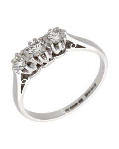 Pre-Owned 18ct White Gold 0.33ct Diamond Trilogy Ring