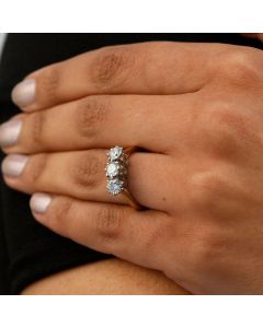 Pre-Owned 18ct Yellow Gold 1.00ct Diamond Trilogy Ring