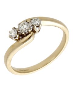 Pre-Owned 9ct Yellow Gold 0.30ct Diamond Trilogy Twist Ring