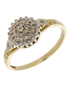 Pre-Owned 9ct Yellow Gold 0.25ct Diamond Cluster Ring